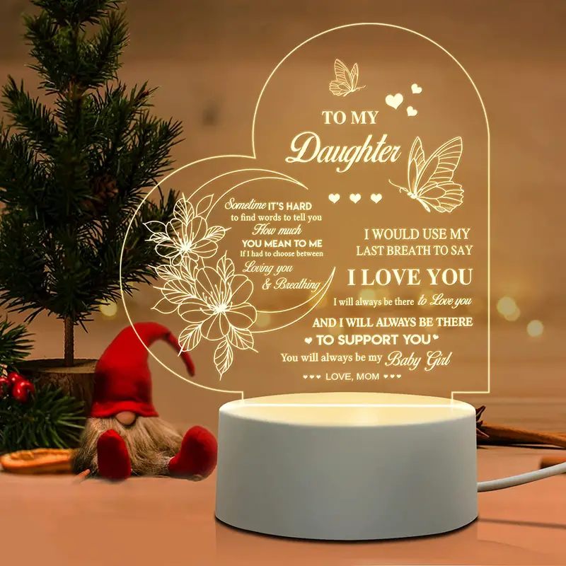 1pc Daughter Gifts From Mom Christmas Gifts For Daughter, To My Daughter  Birthday Graduation Wedding Gifts Acrylic Night Light Gifts For Daughter  From